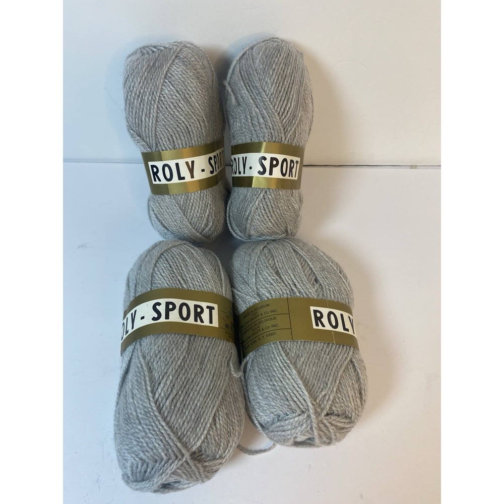 Unger Roly Sport Yarn Gray 100%‎ Acrylic - Lot of 4 skeins Made In Belgium